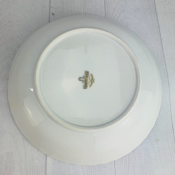 MCM Harmony House ROSEMONT Pink Roses Gray Swirl Gold Coupe Soup Bowls Set 4 - Picture 3 of 11